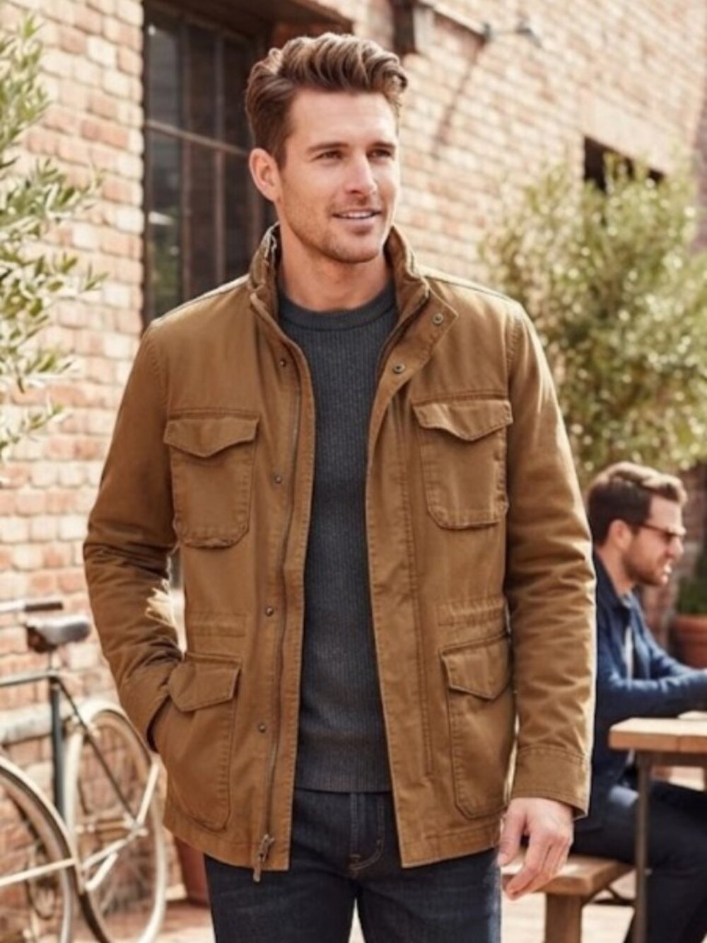 Old Navy Field Utility Military Jacket Brown XL Safari Workwear Cotton